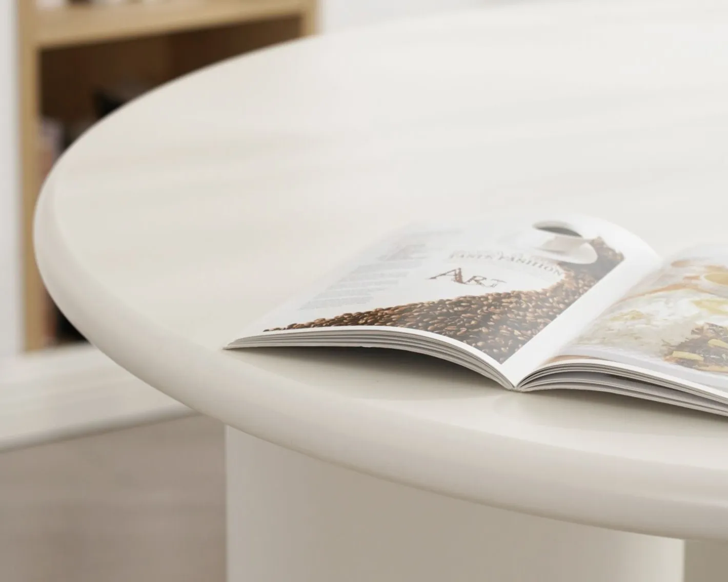 Outlet Table de repas contemporaine ronde 120 cm coloris crème "Odyna" Table À Manger Ronde Ou Ovale