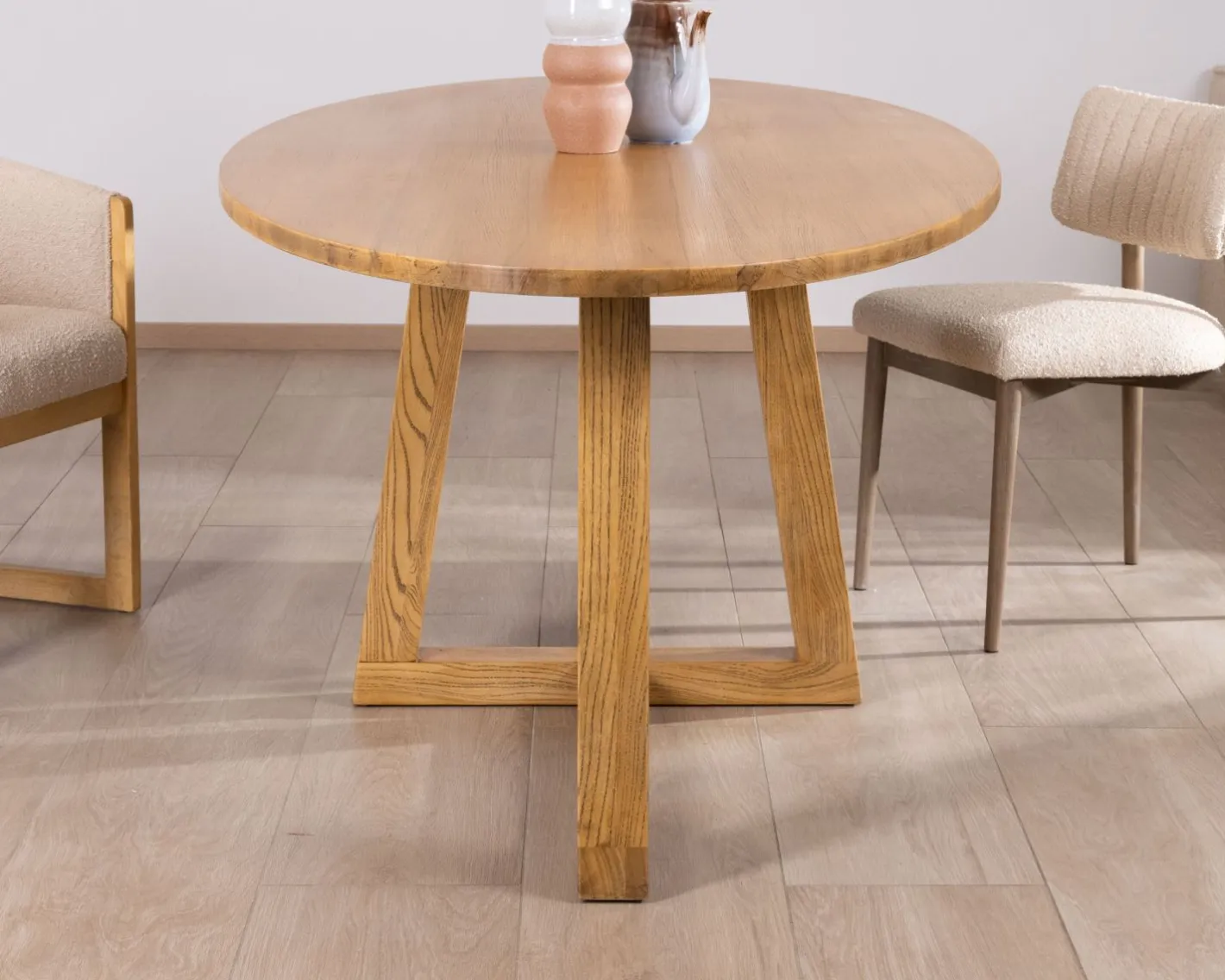 Hot Table de repas elliptique 220 cm en bois "Calypso" avec pieds trapèzes Table À Manger Ronde Ou Ovale