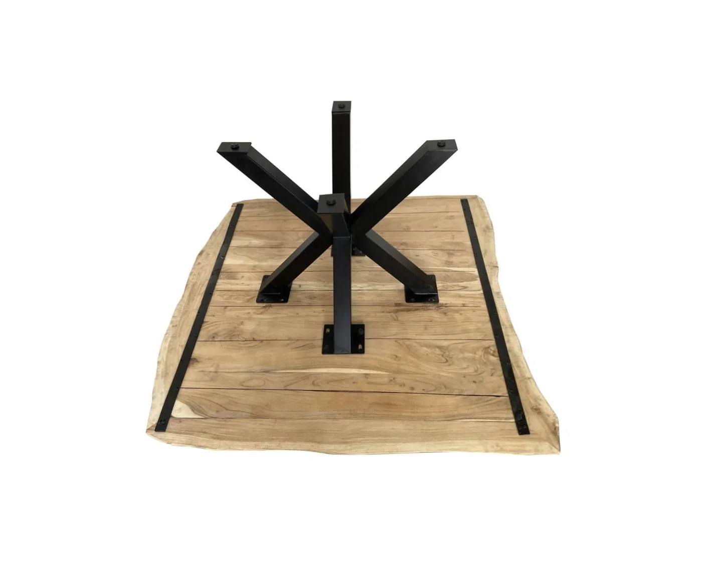 Best Table de repas en acacia et pieds mikado "3D" plateau forme carrée 150 cm Table À Manger Carrée