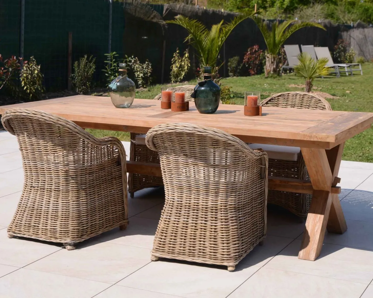 Online Table de repas en bois de teck recyclé 6/8 personnes "Balangan Beach" 200 cm Table À Manger Rectangulaire