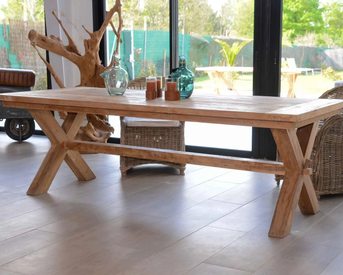Online Table de repas en bois de teck recyclé 6/8 personnes "Balangan Beach" 200 cm Table À Manger Rectangulaire