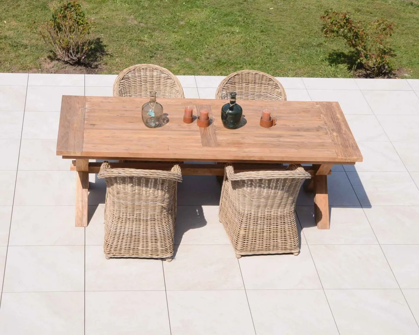 Online Table de repas en bois de teck recyclé 6/8 personnes "Balangan Beach" 200 cm Table À Manger Rectangulaire