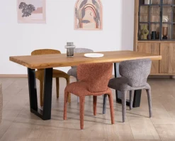 Clearance Table de repas en teck recyclé massif “Lasia” design contemporain et pieds métal noir Table À Manger Rectangulaire