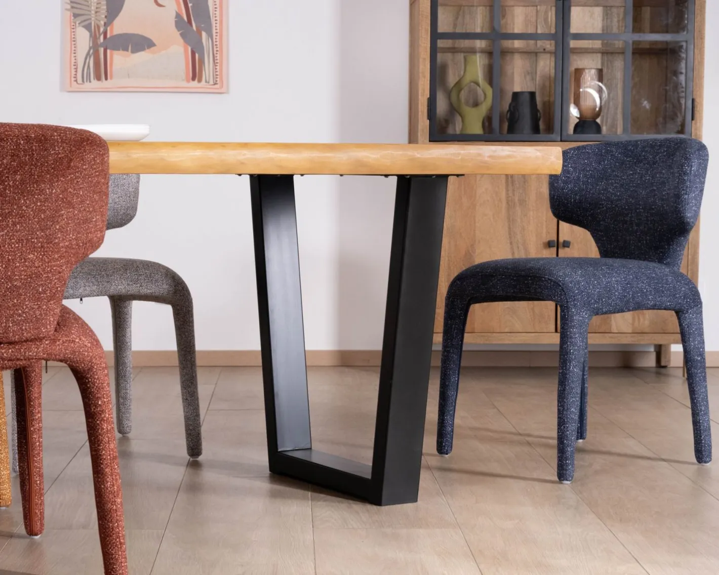 Clearance Table de repas en teck recyclé massif “Lasia” design contemporain et pieds métal noir Table À Manger Rectangulaire