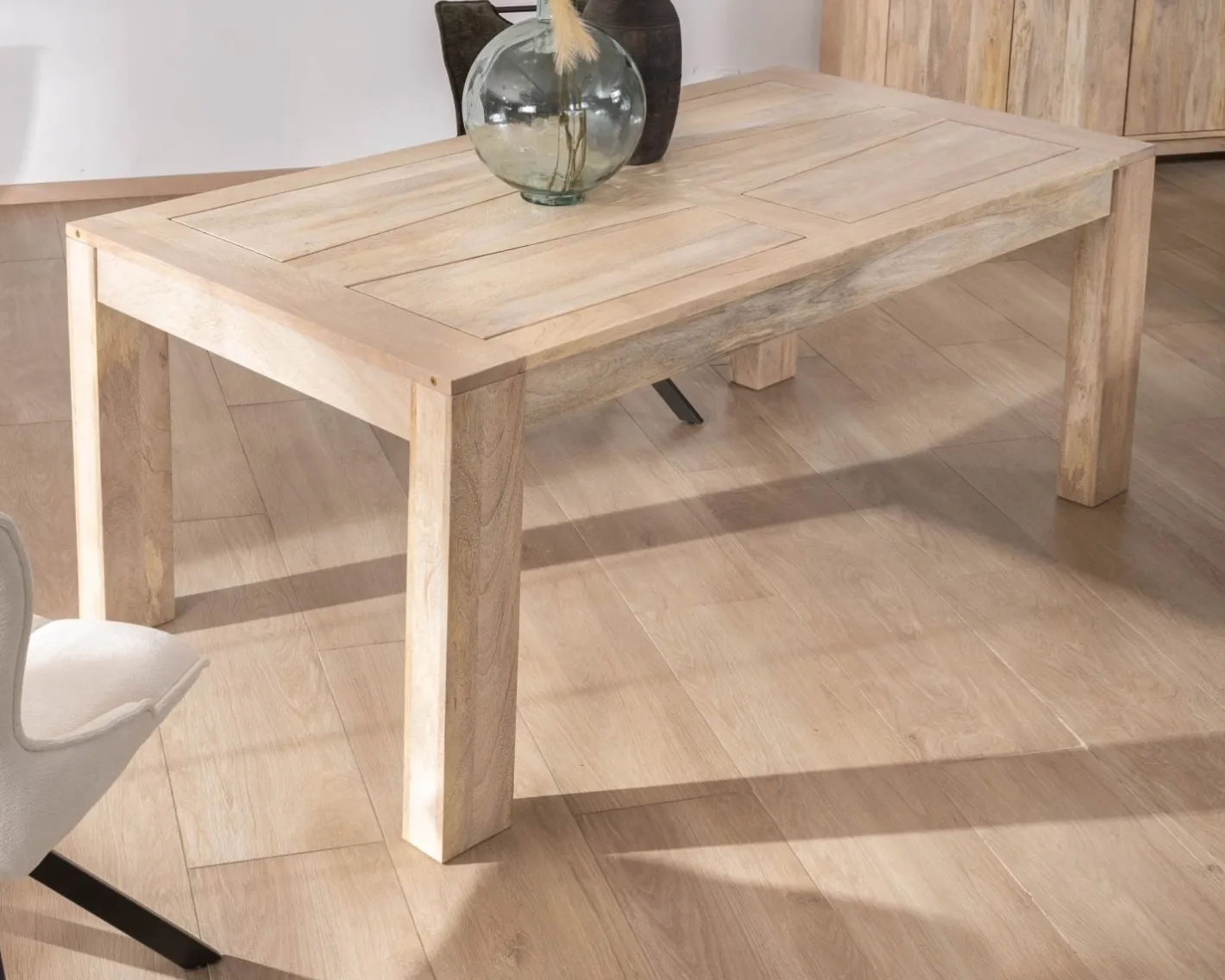 Hot Table de repas extensible 160 à 250 cm en manguier "Jappy" Table À Manger Rectangulaire