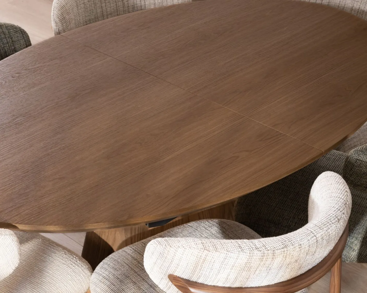Online Table de repas extensible 160–200 cm teinte noyer "Oria" forme ovale Table À Manger Ronde Ou Ovale