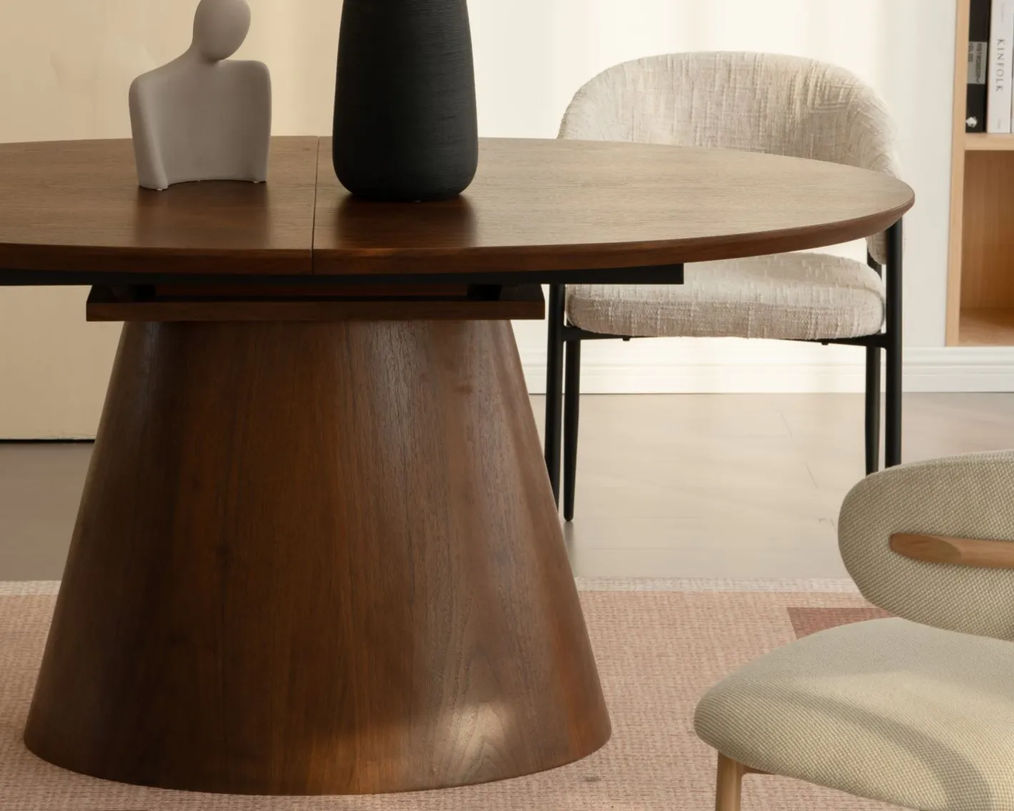 Online Table de repas extensible 160–200 cm teinte noyer "Oria" forme ovale Table À Manger Ronde Ou Ovale
