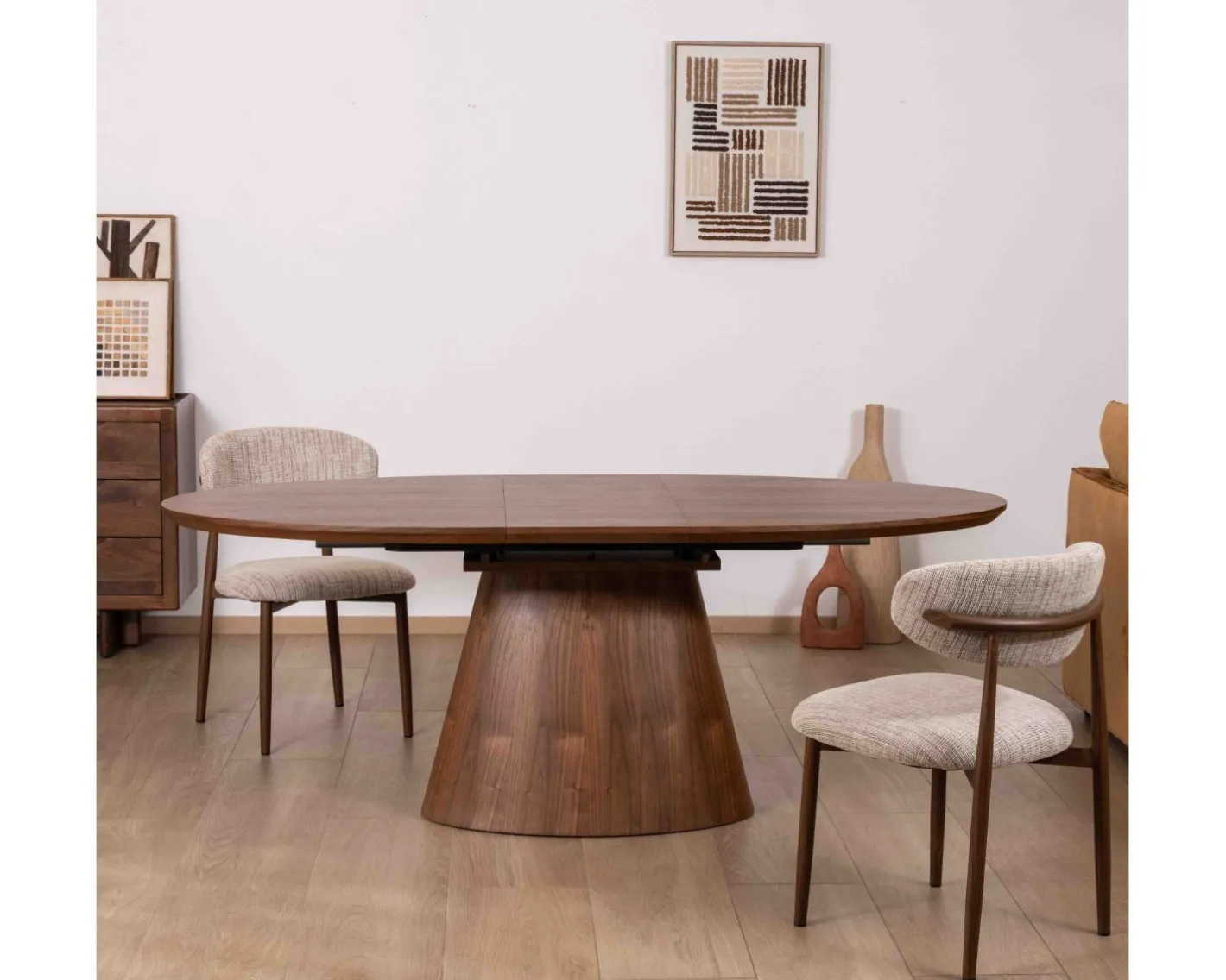 Online Table de repas extensible 160–200 cm teinte noyer "Oria" forme ovale Table À Manger Ronde Ou Ovale