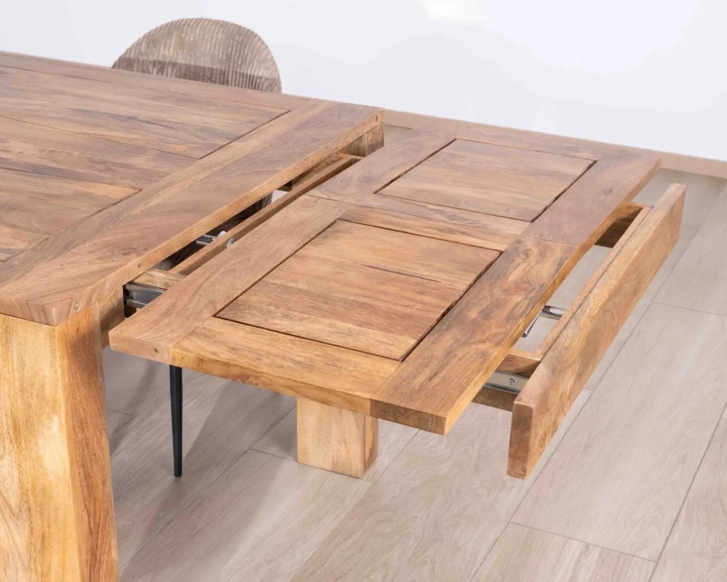 Best Table de repas extensible en manguier foncé "Jappy" 160 à 250 cm Table À Manger Rectangulaire