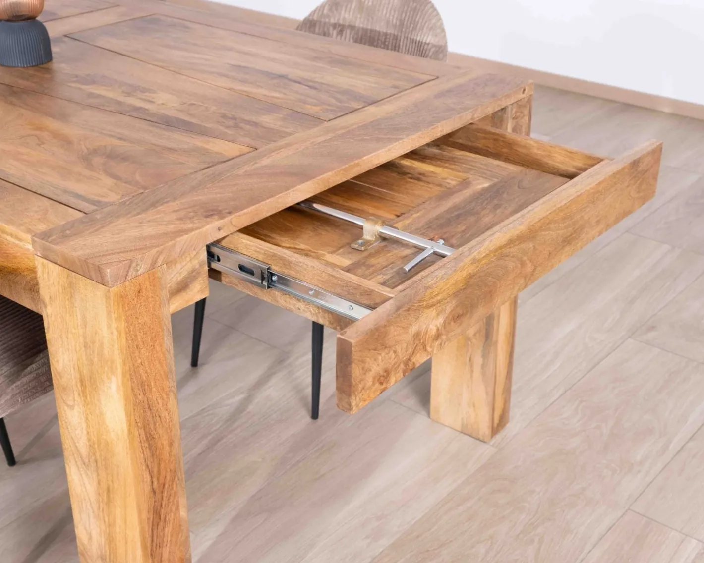 Best Table de repas extensible en manguier foncé "Jappy" 160 à 250 cm Table À Manger Rectangulaire