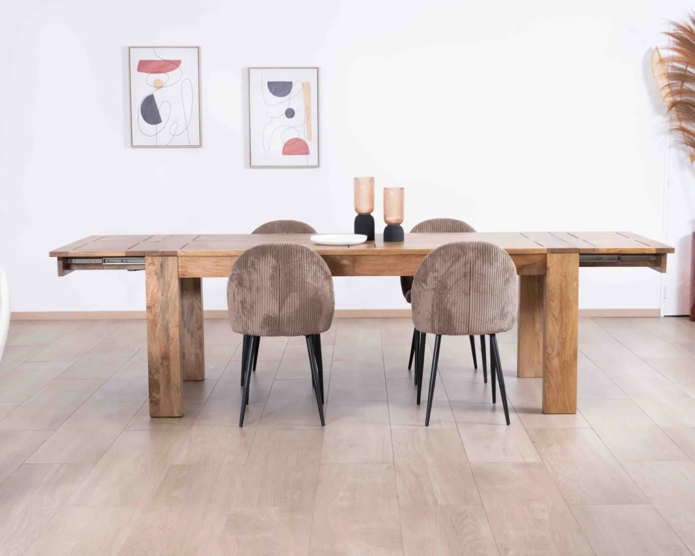 Best Table de repas extensible en manguier foncé "Jappy" 160 à 250 cm Table À Manger Rectangulaire
