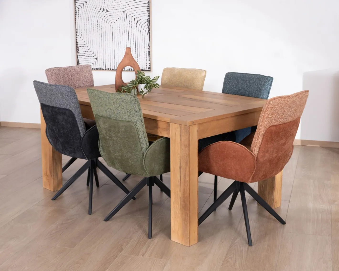 Outlet Table de repas extensible en manguier teinte chêne clair "Jappéo" 160 à 250 cm Table À Manger Rectangulaire
