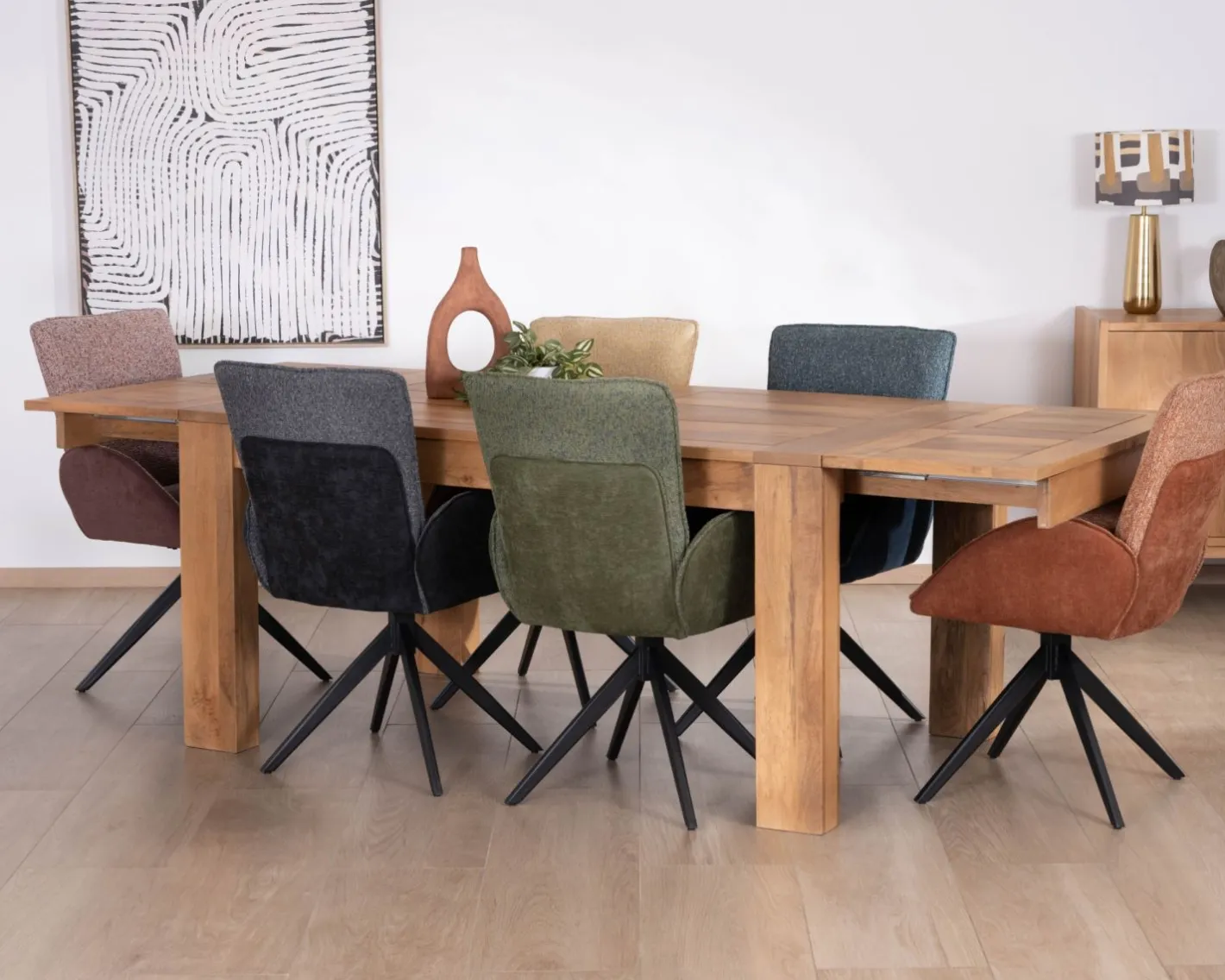 Outlet Table de repas extensible en manguier teinte chêne clair "Jappéo" 160 à 250 cm Table À Manger Rectangulaire