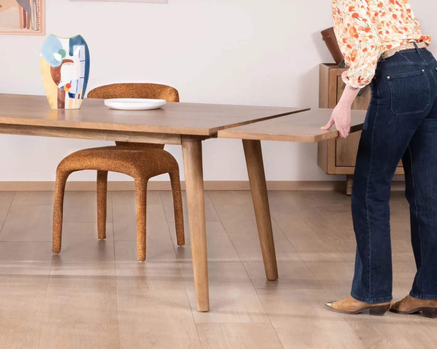 Online Table de repas extensible esprit rétro 180 cm en manguier massif naturel "Odely" Table À Manger Rectangulaire
