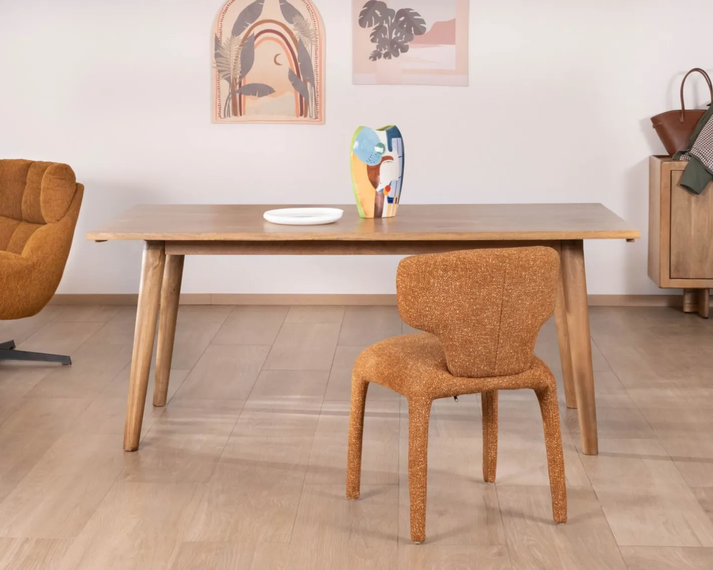 Online Table de repas extensible esprit rétro 180 cm en manguier massif naturel "Odely" Table À Manger Rectangulaire