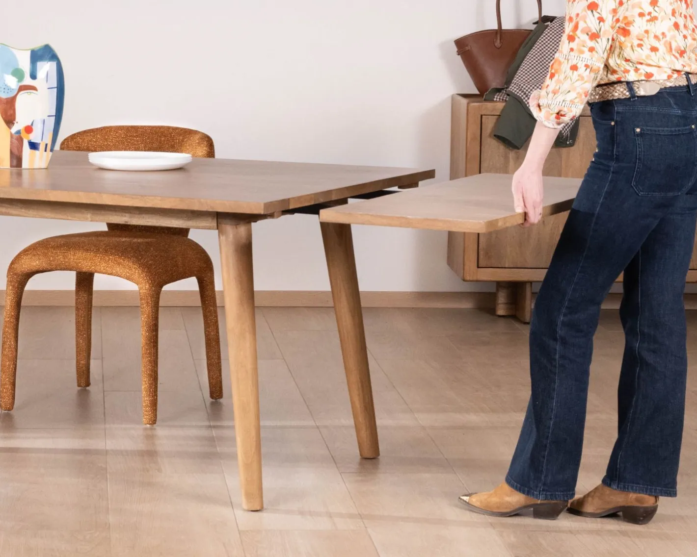 Online Table de repas extensible esprit rétro 180 cm en manguier massif naturel "Odely" Table À Manger Rectangulaire