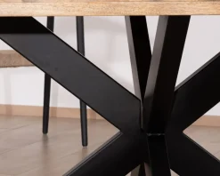 Clearance Table de repas industrielle carrée 150x150cm métal et bois "Caractère" Table À Manger Carrée