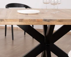 Clearance Table de repas industrielle carrée 150x150cm métal et bois