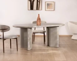 Table de repas ovale 180 cm design moderne et épuré beige "Odyna" Table À Manger Ronde Ou Ovale