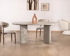 Table de repas ovale 180 cm design moderne et épuré beige "Odyna" Table À Manger Ronde Ou Ovale