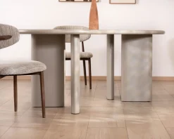 Table de repas ovale 180 cm design moderne et épuré beige