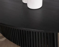 Clearance Table de repas ovale 210 cm en teck noir pied central ajouré 