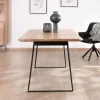 Hot Table de repas rectangulaire design aéré en acacia et piètement métal noir "Puzzle" 175 cm Table À Manger Rectangulaire
