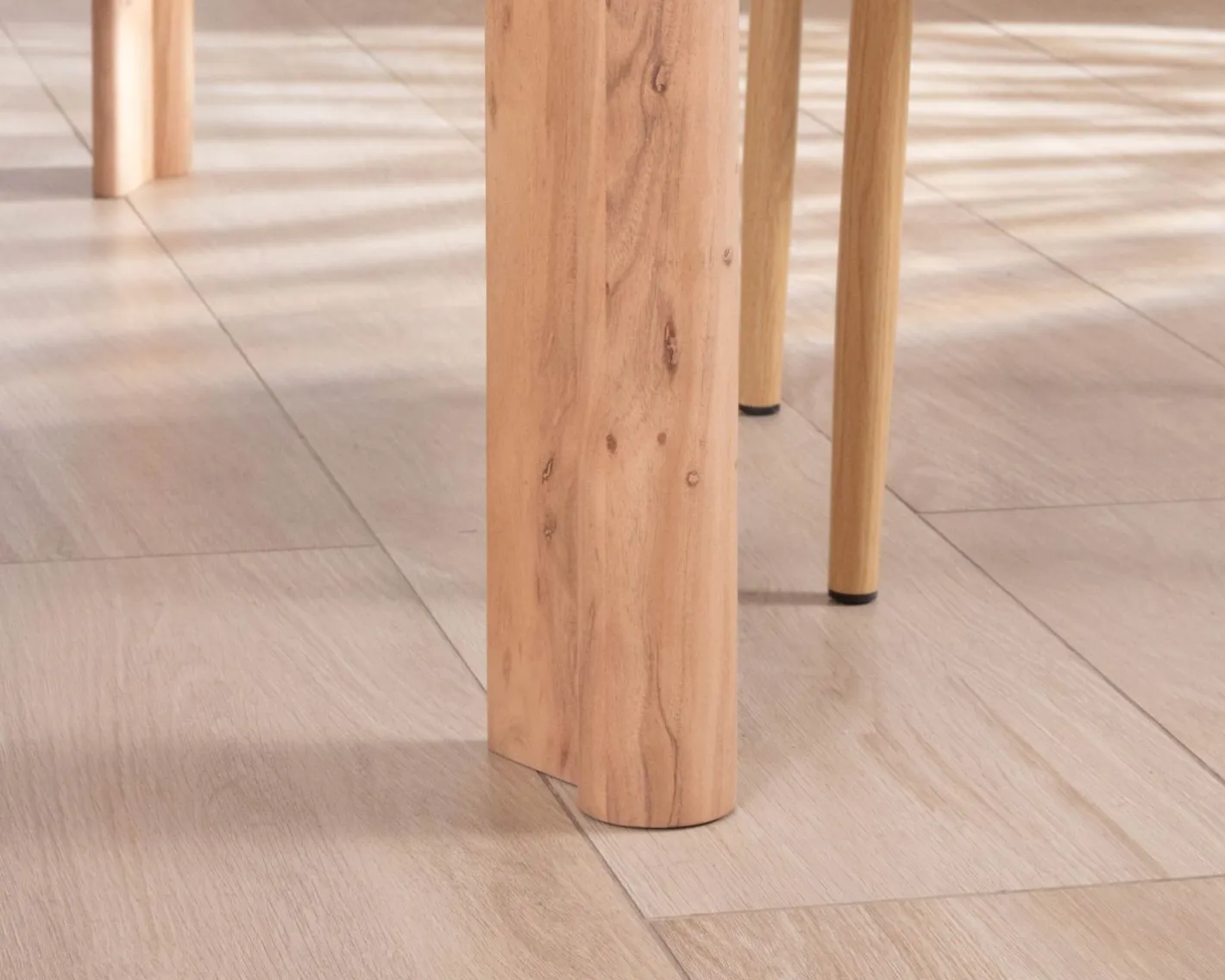 New Table de repas rectangulaire 180 cm design scandinave "Alba" en acacia massif blanchi Table À Manger Rectangulaire
