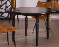 Discount Table de repas ronde bicolore aspect laqué en bois "Pop Vintage" 120cm Table À Manger Ronde Ou Ovale