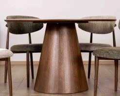 Hot Table de repas ronde 120 cm plateau céramique blanc effet marbre