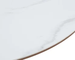 Hot Table de repas ronde 120 cm plateau céramique blanc effet marbre