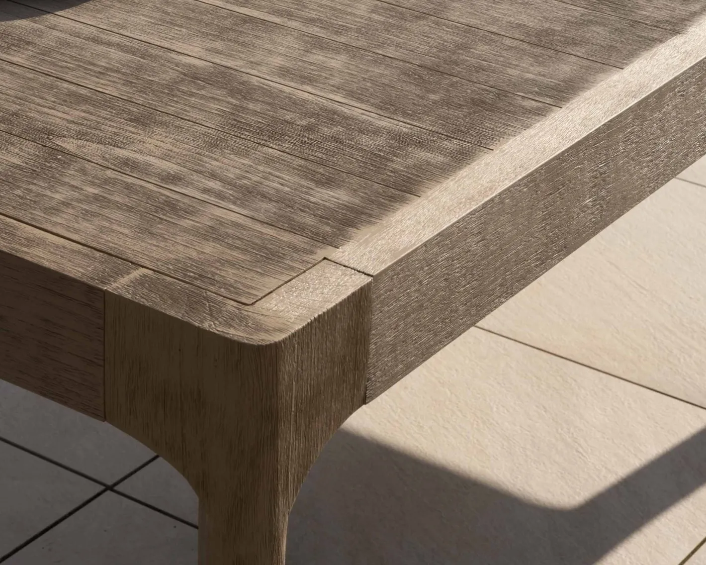 Outlet Table de repas spécial outdoor 240cm en teck finition sablée et grisée "Vérone" Table À Manger Rectangulaire