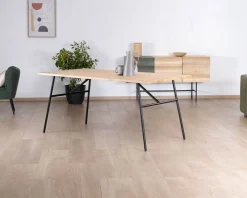 Clearance Table de repas style épuré japandi plateau bois pieds métal