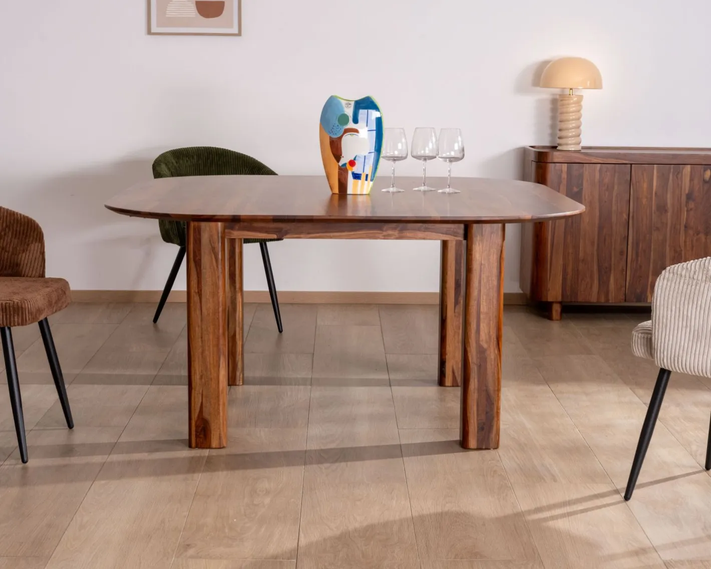 Outlet Table de salle à manger carrée en palissandre "Rosewood" 150 cm design rétro Table À Manger Carrée