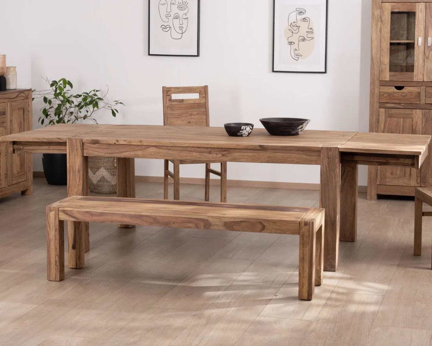 Outlet Table de salle à manger extensible en palissandre "Kalanohé" 160 cm Table À Manger Rectangulaire