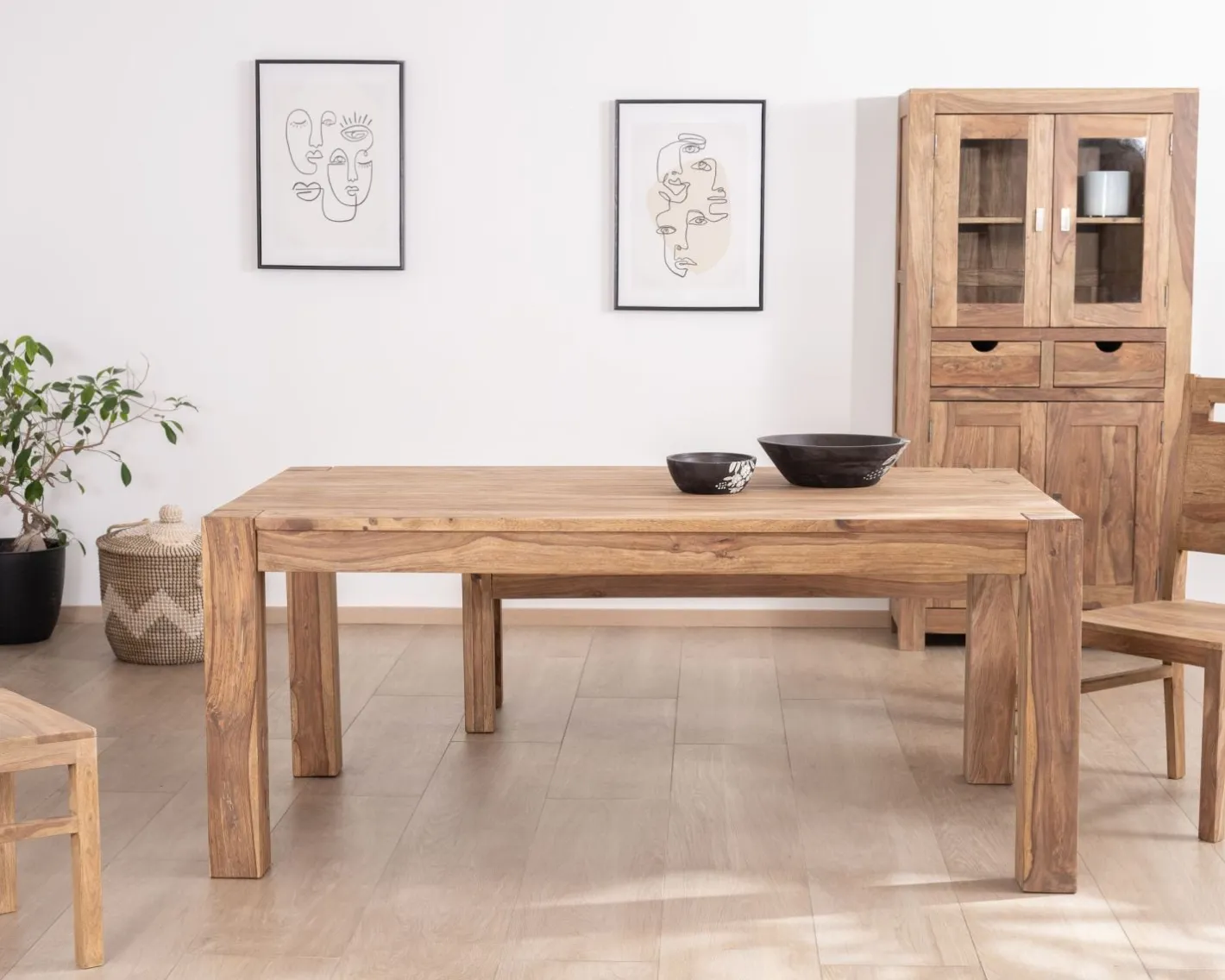 Outlet Table de salle à manger extensible en palissandre "Kalanohé" 160 cm Table À Manger Rectangulaire