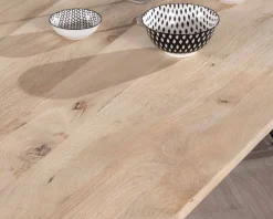 Discount Table de salle à manger manguier massif 240cm piètement design bois et métal noir "Saturne coeval" Table À Manger Rectangulaire