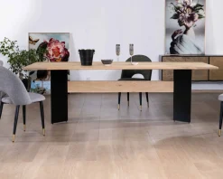 Discount Table de salle à manger manguier massif 240cm piètement design bois et métal noir 