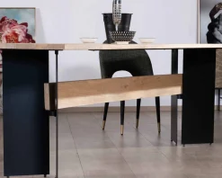 Discount Table de salle à manger manguier massif 240cm piètement design bois et métal noir 