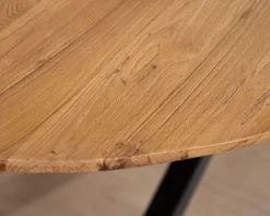 Online Table de salle à manger ovale en teck naturel "Bahia" pieds mikado métal Table À Manger Ronde Ou Ovale
