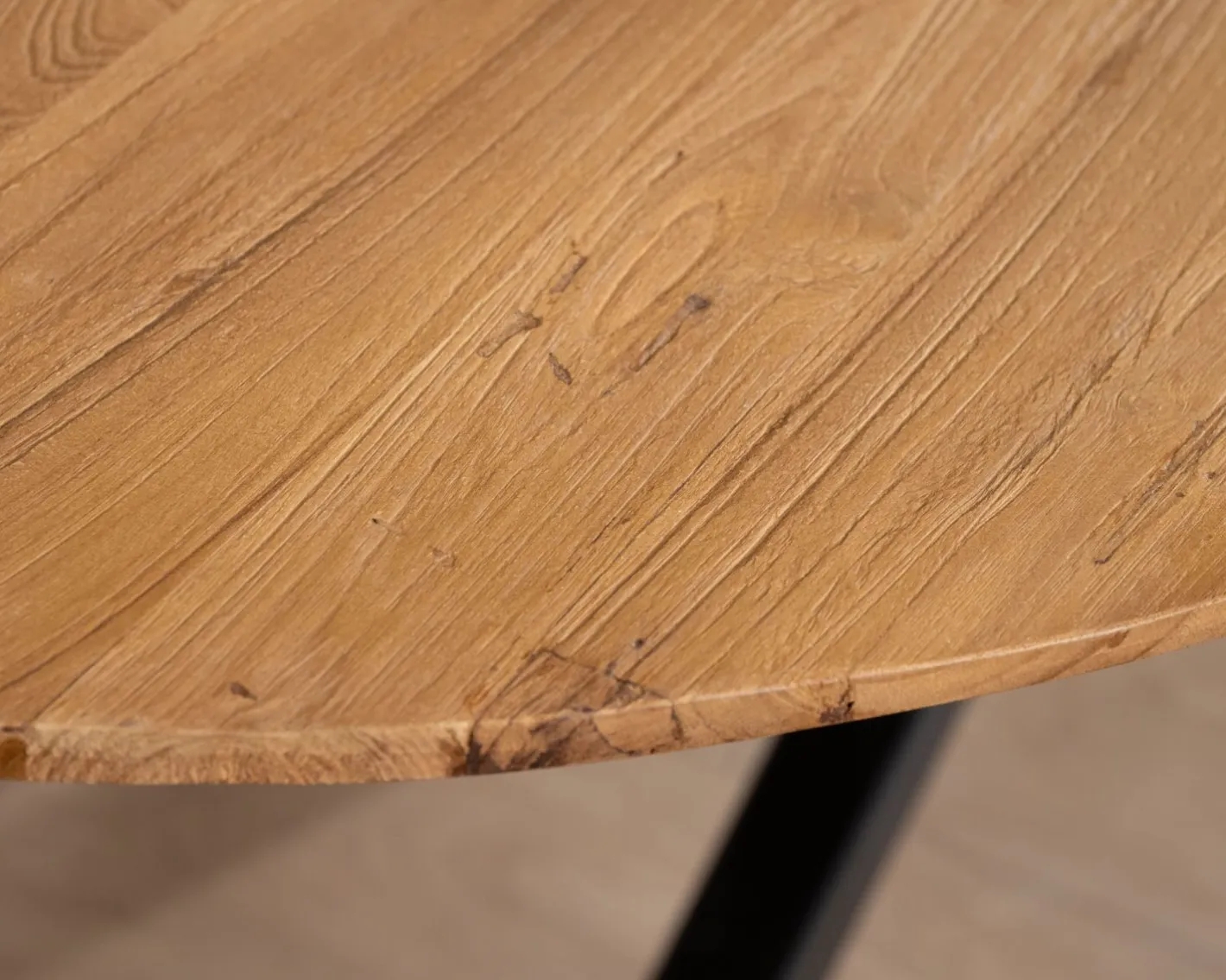 Online Table de salle à manger ovale en teck naturel "Bahia" pieds mikado métal Table À Manger Ronde Ou Ovale