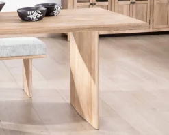 Discount Table de salle à manger rectangulaire 180cm en manguier sablé pieds latéraux pleins