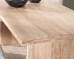 Discount Table de salle à manger rectangulaire 180cm en manguier sablé pieds latéraux pleins