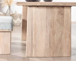 Discount Table de salle à manger rectangulaire 180cm en manguier sablé pieds latéraux pleins