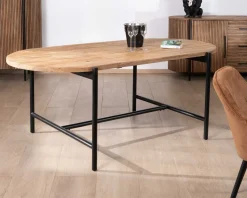 New Table de salle à manger vintage en teck et métal "Troms" 200 x 100 cm Table À Manger Ronde Ou Ovale