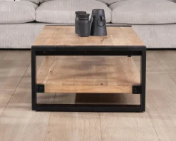 Hot Table de salon 120 cm à double plateau métal et bois
