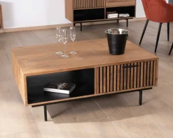 Online Table de salon 120 cm en teck recyclé "Opland" style rétro Table Basse Rectangulaire