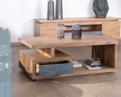 Online Table de salon contemporaine rectangulaire 120x70cm en acacia massif