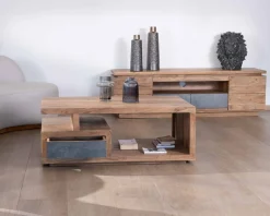 Online Table de salon contemporaine rectangulaire 120x70cm en acacia massif