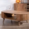 New Table de salon design arrondi vintage en acacia "Boomer" Table Basse Ovale Ou Ronde